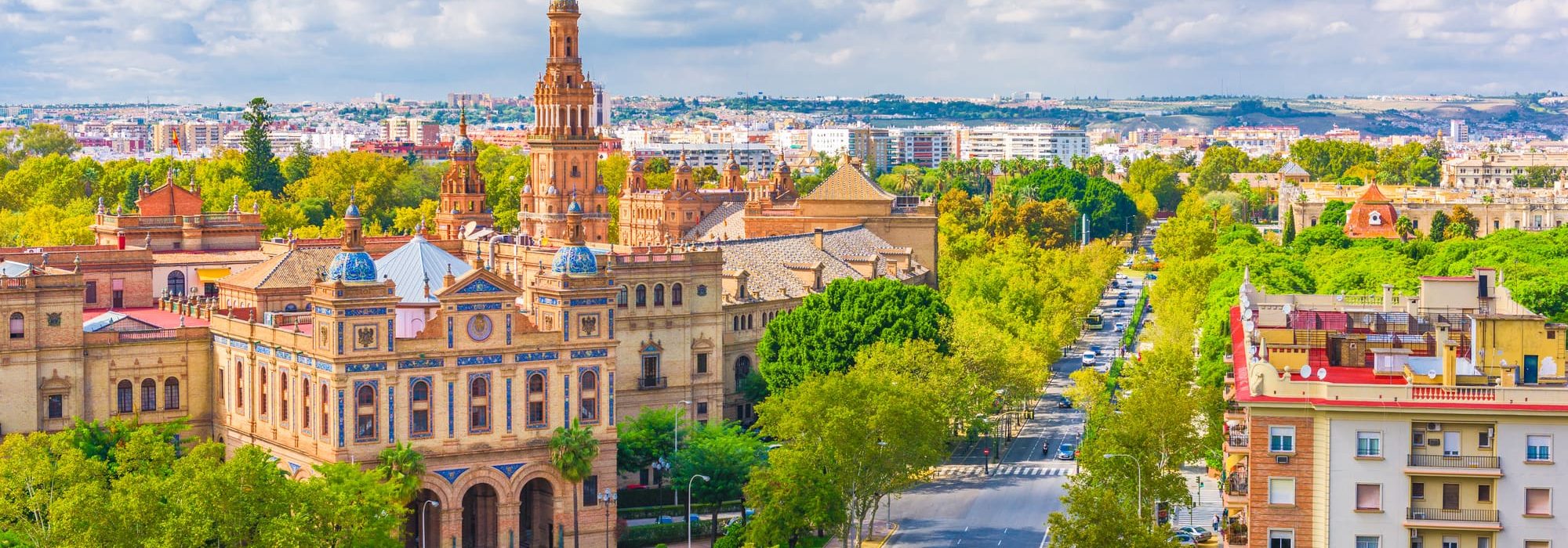 Seville, Spain cityscape with Plaza de Espana